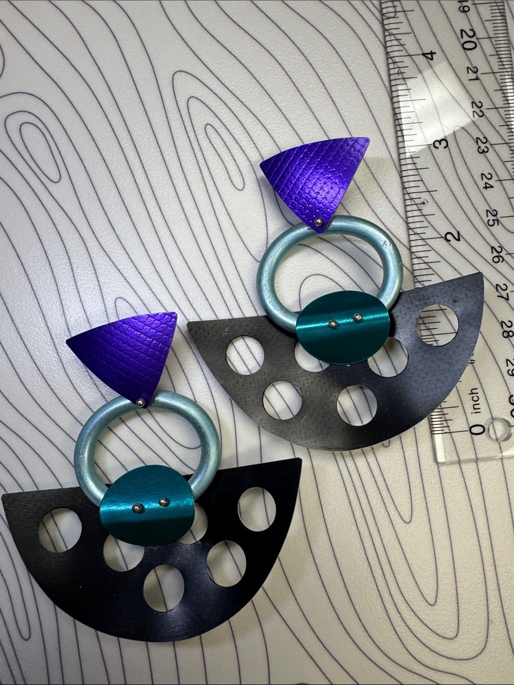 BOLD Big Statement Earrings — Purple, Teal & Black